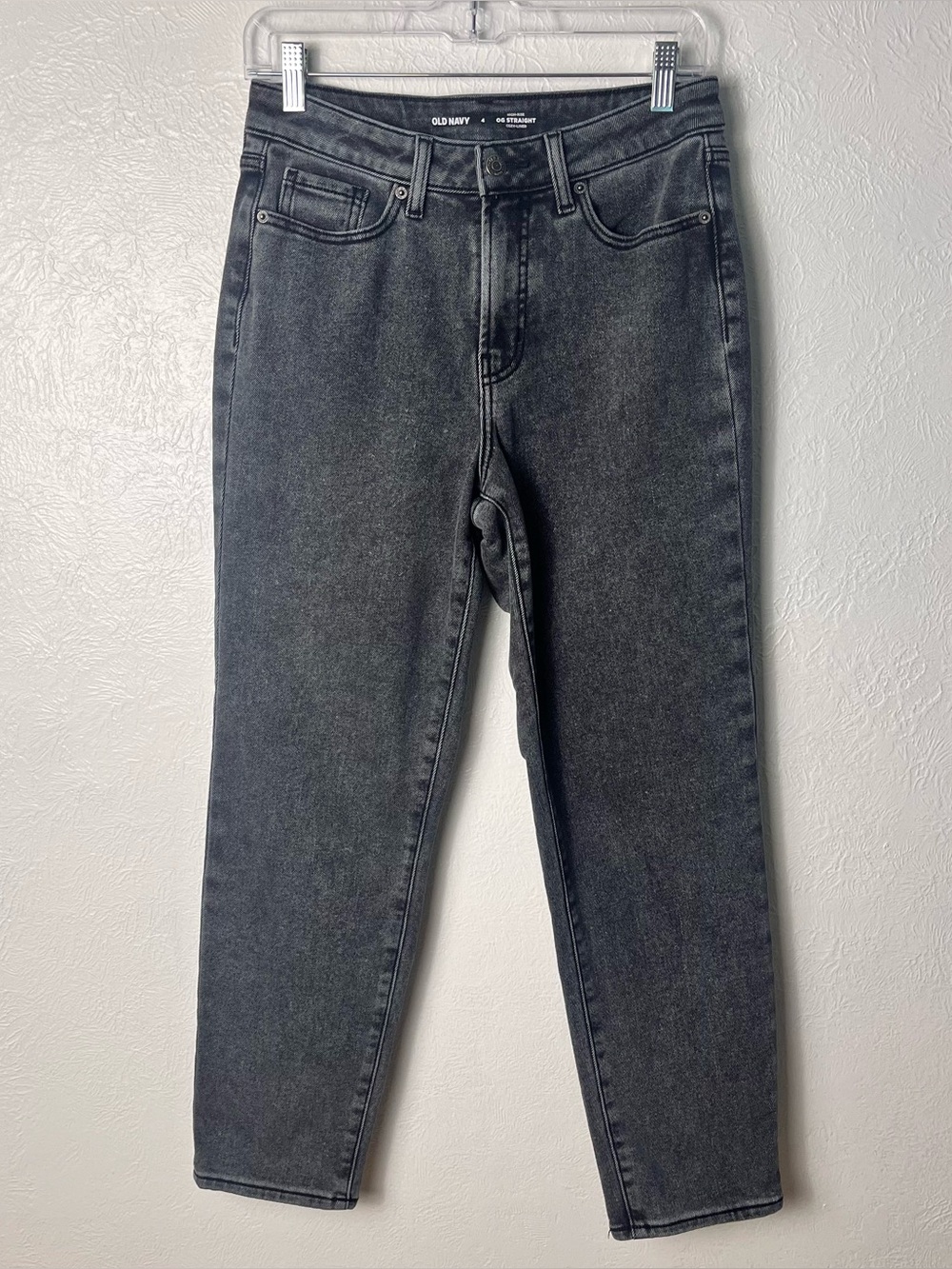 Old Navy High Rise OG Straight Cozy Lined Jeans Womens Size 4 Gray